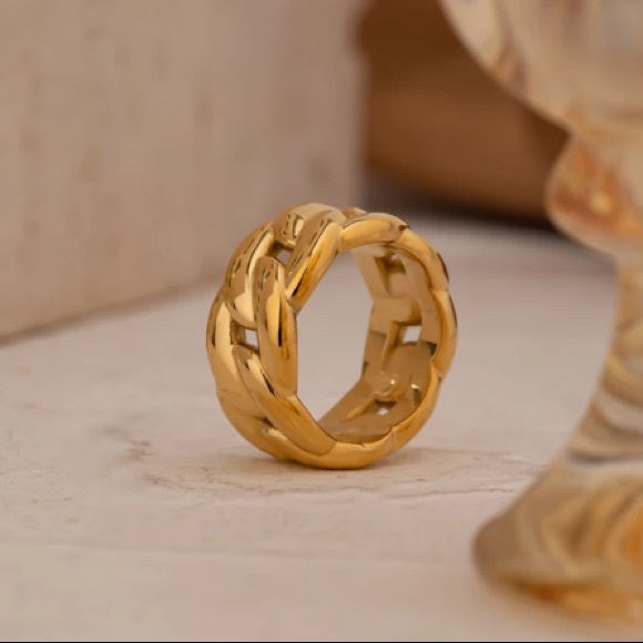 18K gold plated curb chain ring - Picture 5 of 5